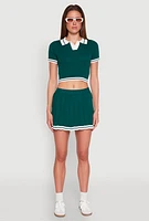 Womens Daisy Varsity Stripe Pleated Skort,