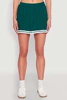 Womens Daisy Varsity Stripe Pleated Skort,