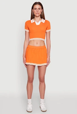 Womens Daisy Varsity Stripe Pleated Skort,