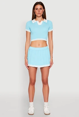 Womens Daisy Pleated Varsity Stripe Skort