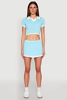 Womens Daisy Varsity Stripe Pleated Skort, Blue, Size S