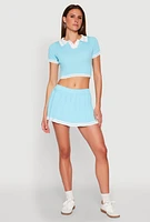 Womens Daisy Varsity Stripe Pleated Skort, Blue, Size S