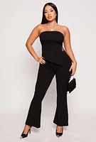 Womens Crepe Knit Flare Pants, Black, Size L