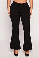 Womens Crepe Knit Flare Pants, Black, Size L