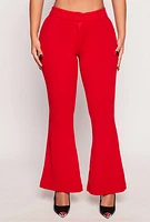 Womens Crepe Knit Flare Pants, Red, Size S