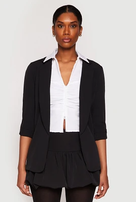 Womens Quarter Tabbed Sleeve Blazer,