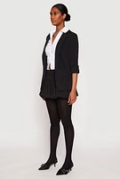 Womens Quarter Tabbed Sleeve Blazer, Black, Size S