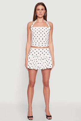 Womens Polka Dot Bubble Skirt, White,