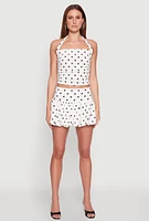 Womens Polka Dot Bubble Skirt, White, Size L