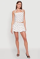 Womens Polka Dot Bubble Skirt, White, Size L