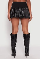 Womens Faux Leather Bubble Mini Skirt, Black, Size L