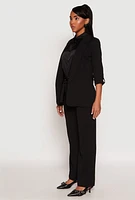 Womens Crepe Knit Open Front Blazer,