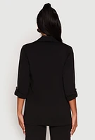 Womens Crepe Knit Open Front Blazer,