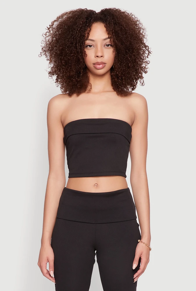 Womens Haute Monde Cropped Fold Over Tube Top,