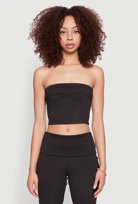Womens Haute Monde Cropped Fold Over Tube Top,