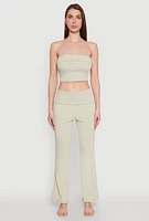 Womens Haute Monde Cropped Fold Over Tube Top, Green, Size S