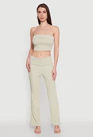 Womens Haute Monde Cropped Fold Over Tube Top, Green, Size S