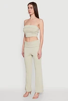 Womens Haute Monde Cropped Fold Over Tube Top, Green, Size S