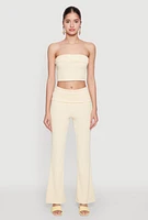 Womens Haute Monde Cropped Fold Over Tube Top, Yellow, Size S