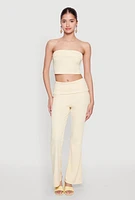 Womens Haute Monde Cropped Fold Over Tube Top, Yellow, Size S