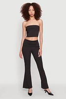Womens Haute Monde Fold Over Waist Wide Leg Pants,