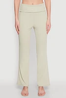 Womens Haute Monde Fold Over Waist Wide Leg Pants, Green, Size L