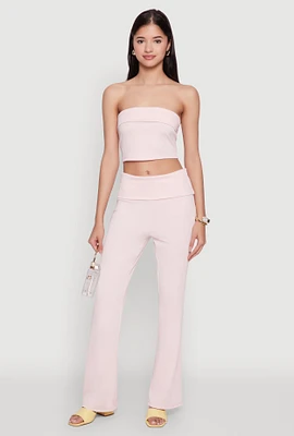 Womens Haute Monde Fold Over Waist Wide Leg Pants,