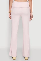 Womens Haute Monde Fold Over Waist Wide Leg Pants, Pink, Size M