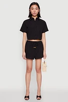 Womens Haute Monde Starfish Decorative Stitch Shorts, Black,