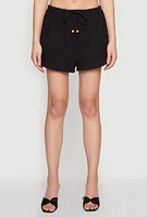 Womens Haute Monde Starfish Decorative Stitch Shorts, Black,