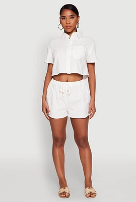 Womens Haute Monde Starfish Decorative Stitch Shorts, White,