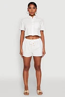 Womens Haute Monde Starfish Decorative Stitch Shorts, White,