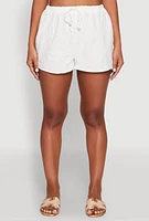 Womens Haute Monde Starfish Decorative Stitch Shorts, White,
