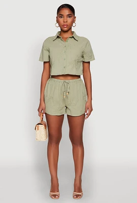 Womens Haute Monde Starfish Decorative Stitch Shorts, L