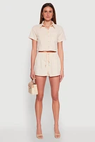 Womens Haute Monde Decorative Stitch Cropped Shirt,
