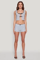 Womens Haute Monde Contrast Trim Lined Lace Shorts, Blue, Size L