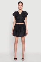 Womens Haute Monde Flutter Sleeve Side Tie Wrap Top, M