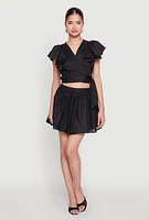 Womens Haute Monde Flutter Sleeve Side Tie Wrap Top, M