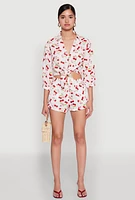 Womens Haute Monde Cherry Print Shorts, Multi, Size L