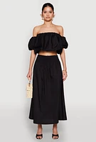 Womens Haute Monde Off The Shoulder Puff Sleeve Top, Black, Size S
