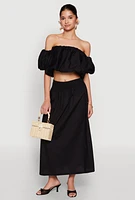 Womens Haute Monde Off The Shoulder Puff Sleeve Top, Black, Size S