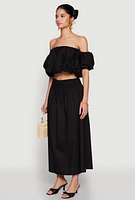 Womens Haute Monde Off The Shoulder Puff Sleeve Top, Black, Size S