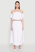 Womens Haute Monde Off The Shoulder Puff Sleeve Top, White, Size L