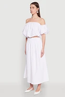 Womens Haute Monde Off The Shoulder Puff Sleeve Top, White, Size L