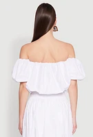Womens Haute Monde Off The Shoulder Puff Sleeve Top, White, Size L