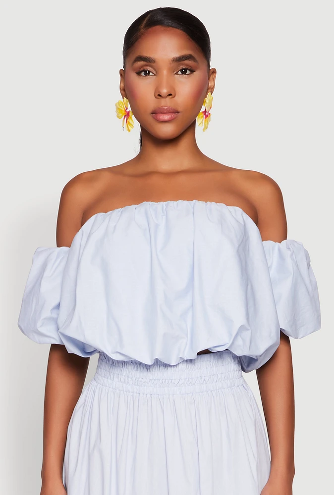 Womens Haute Monde Off The Shoulder Puff Sleeve Top,