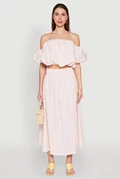 Womens Haute Monde Off The Shoulder Puff Sleeve Top, Pink, Size L