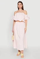 Womens Haute Monde Off The Shoulder Puff Sleeve Top, Pink, Size L