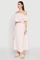 Womens Haute Monde Off The Shoulder Puff Sleeve Top, Pink, Size L