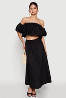 Womens Haute Monde High Waist Midi Skirt, Black,